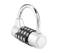 Cosiki Cadenas chromé à Code à 4 Chiffres Réinitialisable pour Bagages et Armoires, Verrouillage par Mot de Passe de sécurité (SILVER)