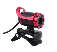 Cosiki Carnaval Commerçant Caméra Web USB 2.0, Clip-on Webcam, USB 2.0 12M Pixels, Web Camera HD Support Rotatif à 360 ° Microphone intégré pour PC(Rouge)