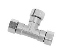 Cosiki Connecteur de Tuyau en Acier Inoxydable 304 en T à 3 Voies, Adaptateur de Canalisation à Filetage Transparent, Raccord de Connexion Ferme pour Bâtiment d'eau, de Gaz et de Chauffage