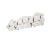 Cosiki Ensemble de 3 Mini Canapés pour Maison de Poupée avec Coussins pour Décoration de Maison de Poupée à L'échelle 1:12, Meubles Jouets en Bois Faits à la Main, Couleurs Matcha et Blanc (White)