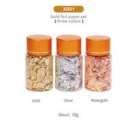 Cosiki Foil à Ongles, Ongle Art avec Bricolage de Peinture à Supplies 3 Bottle Set XB01 Golden Foil Flakes Gilding Flake