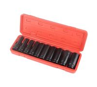 Cosiki Jeu de 10 Douilles à Chocs 1/2" pour Réparations Rapides, Acier au Chrome Vanadium Haute dureté, Conception à 6 Points, Parfait pour un Usage Domestique et professionnel.