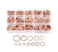 Cosiki Jeu de Rondelles Plates en Cuivre, Raccord de Haute qualité pour Vis, Boulons de Fixation, 280 Pièces pour Isolation électrique et Réduction des Vibrations, 12 Tailles dans une Boîte pour