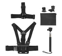 Cosiki Kit d'accessoires Universels pour Caméra d'action 5 en 1, Support de Tête, Harnais de Tête de Sport avec Sangle de Poitrine, Perche à Selfie et Adaptateur de Siège en Forme de J, Idéal pour