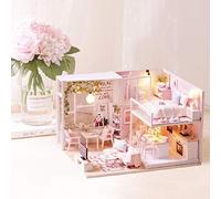Cosiki Kit de Meubles Miniatures avec Lumière LED pour Maison de Poupée pour Enfants, Mini Kit de Maison de Poupée Romantique pour la Décoration de la, de Bricolage Miniature de Haute qualité pour