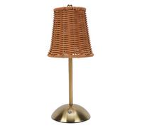 Cosiki Lampe de Table Vintage en Rotin, Lampe LED à intensité Variable 3 Températures de Couleur, Tissée à la Main sans Fil Rechargeable avec USB C, Idéale pour la Chambre, le Salon et le Bureau
