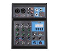 Cosiki Mélangeur de Son 4 Canaux, Double Microphone UHF sans Fil, Console de Mixage RVB avec Interface Bluetooth et USB, Idéal pour karaoké à Domicile, DJ, Enregistrement, Alimentation 48 V