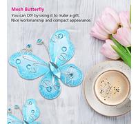 Cosiki Mesh Papillon Transparent, Transport en Mesh Gitter Papillons de Mariage de la Fête de Mariage Décoration 24pcs en Mailles Paillettes en Mailles (Blue)