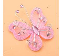 Cosiki Mesh Papillon Transparent, Transport en Mesh Gitter Papillons de Mariage de la Fête de Mariage Décoration 24pcs en Mailles Paillettes en Mailles (Pink)