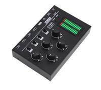 Cosiki Mini Mélangeur Audio, Mélangeur de Ligne Stéréo 4 Canaux avec Sortie et Entrée TRS 6,35 Mm 3,5 Mm, Ultra Faible Bruit, Affichage du Niveau LED, Idéal pour les Lecteurs CD, PC et Smartphones