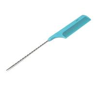 Cosiki Peigne de Coiffure Professionnel, Peigne à Dents Rondes pour Salon de Coiffure et Usage Domestique, avec Pointe Pointue en Alliage en Spirale et Tête Chauffante, 8,3 Pouces (BLUE)
