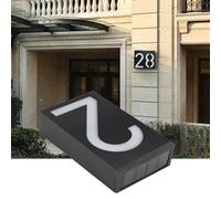 Cosiki Plaque D'adresse de Porte D'hôtel de Maison Imperméable à L'eau de Signe de Numéro de LED D'énergie Solaire Précise pour L'extérieur, Matériel D'abs + PC 7.1x3.9x1.6in (Numéro 2)