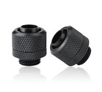 Cosiki Raccord à Deux Touches en Laiton chromé Raccord de Refroidissement par Eau pour PC Refroidissement par Eau Noir 2PCS 2'' G1/4 pour Tube Fin de 9,5 Mm de Diamètre Intérieur et 12,7 Mm de (BLACK)