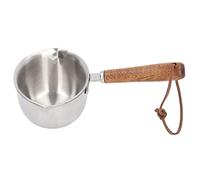 Cosiki Réchauffeur de Lait, Réchauffeur de Beurre à Double Bec et à l'échelle Précise 3 Couches en Acier Inoxydable Manche en Bois à Lait pour Chauffer la Soupe, Le ou la Fonte du Beurre (200ML)