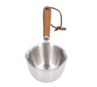 Cosiki Réchauffeur de Lait, Réchauffeur de Beurre à Double Bec et à l'échelle Précise 3 Couches en Acier Inoxydable Manche en Bois à Lait pour Chauffer la Soupe, Le ou la Fonte du Beurre (120ML)