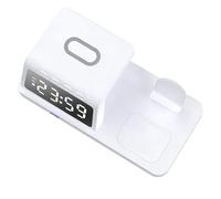 Cosiki Station de Charge sans Fil 3 en 1, Chargeur de Bureau Rapide 15 W, Chargeur sans Fil Multifonctionnel avec Horloge, Idéal pour Téléphone Portable, Montre Intelligente et écouteurs, Bureau à