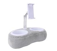 Cosiki Support d'oreiller pour Tablette, Support Rotatif à 360° Léger et Portable avec Bol à Collation Amovible, pour Lire et Regarder dans Le Lit, Le canapé et la (Double Bol Gris Clair (4-13