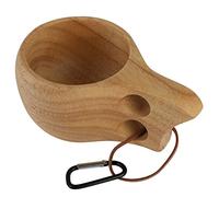 Cosiki Tasse à Double Trou en Bois de Caoutchouc, Tasse à café en Bois Durable pour Camping Randonnée 170ml Sensation Naturelle