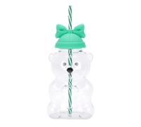 Cosiki Tasse en Paille D'ours, Adorable Bouteille en Verre en Forme D'animal pour café, Jus de Lait, Vert, 600ml, Idéale pour un Usage Quotidien