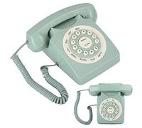 Cosiki Téléphone Fixe Vintage Européen Vert, Grand Bouton Transparent, Appel Haute Définition pour Le Bureau et la Maison