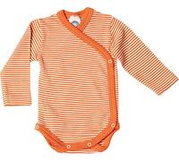 Cosilana Body à langer pour bébé en 70 % laine et 30 % soie, Rayé orange safran naturel, 50-56