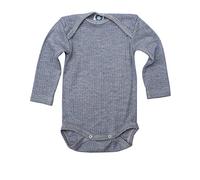 Cosilana Body pour bébé à manches longues - Vêtement moelleux pour bébé en mélange de laine et de soie doux - Idéal pour l'été et l'hiver, certifié GOTS et produit 100 % régional, Bleu marine chiné
