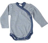 Cosilana Body pour bébé en 70 % laine et 30 % soie, Bleu marine à rayures/naturel, 50/56 cm