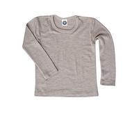 Cosilana Chemise pour enfant - Pull - Manches longues en laine vierge et soie, Gris mélangé, 128 cm