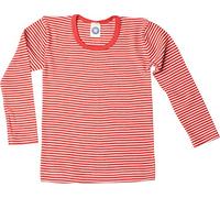 Cosilana, Maillot de Corps à Manches Longues pour Enfant, 70% Laine (kbT), 30% Soie, Rouge à Rayures 124, 116