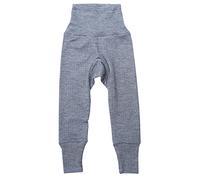 Cosilana, Pantalon bébé avec taille ombilicale, 45 % coton KBA, 35 % laine, 20 % soie, Bleu marine chiné, 74/80 cm