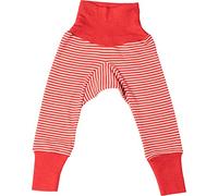 Cosilana, Pantalon pour bébé avec ceinture au nombril, 70 % laine, 30 % soie, Rouge à rayures, 62-68