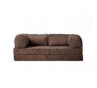 COSIMA - Canapé droit convertible petit velours côtelé 3 places Marron
