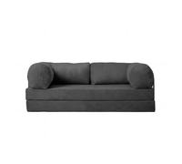 COSIMA - Canapé droit convertible petit velours côtelé 3 places Noir