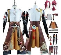 Cosimfy Anime Genshin Impact Shikanoin Heizou Cosplay Costume Tenue Déguisement de Rôle Kinich Arlecchino Ifa Cosplay Uniforme Ensemble Complet Halloween Habiller avec Perruque Veste pour Hommes (2XL)