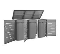 Cosisti Abri Poubelle Exterieur Triple Abri pour Poubelle Triple Conteneur pour 3 poubelles Cache-Poubelle Couvercle de Poubelle, Cache Poubelle Abri INOX-Anthracite-3 poubelles