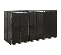 Cosisti Abri Poubelle exterieurtriple Conteneur pour 3 poubelles Abri pour Poubelle Triple Boîte de Rangement en rotin Résine tressée-Noir-3 poubelles