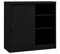 Cosisti Armoire de Bureau Porte coulissante Casier de Bureau Métallique Meuble de Rangement pour Atelier ou Garage Classeur Verouillable Armoire Porte coulissante Acier-Noir-90x40x90cm