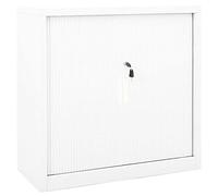 Cosisti Armoire de Bureau Porte coulissante Casier de Bureau Métallique Meuble de Rangement pour Atelier ou Garage Classeur Verouillable Armoire Porte coulissante Acier-Blanc-90x40x90cm-3