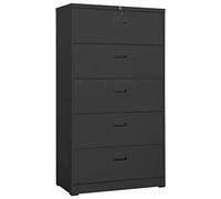 Cosisti Armoire de classement Armoire de Bureau Armoire de Rangement Caisson Bureau Meuble de Rangement Bureau avec 5 tiorirs pour Dossiers Suspendus, Document A4-Anthracite-90 x 46 x 164 cm