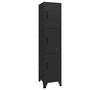 Cosisti Armoire de Rangement Métallique avec 3 Compartiments - Vestiaire Casier de Rangement Acier-Noir