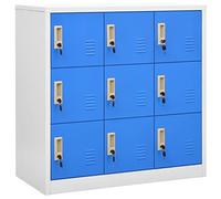 Cosisti Armoire Métallique à Casiers Armoire de Rangement Metall Armoire à Casiers Verrouillables vestiaire Metallique casier de Rangement casier vestiaire-Gris Clair et Bleu-avec 9 casiers/1x