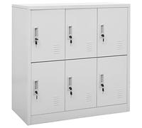 Cosisti Armoire Métallique à Casiers Armoire de Rangement Metall Armoire à Casiers Verrouillables vestiaire Metallique casier de Rangement casier vestiaire-Gris Clair-avec 6 casiers/1x