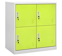Cosisti Armoire Métallique à Casiers Armoire de Rangement Metall Armoire à Casiers Verrouillables vestiaire Metallique casier de Rangement casier vestiaire-Gris Clair et Vert-avec 4 casiers/1x