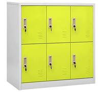 Cosisti Armoire Métallique à Casiers Armoire de Rangement Metall Armoire à Casiers Verrouillables vestiaire Metallique casier de Rangement casier vestiaire-Gris Clair et Vert-avec 6 casiers/1x