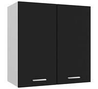 Cosisti Armoire Suspendue de Cuisine - Meuble Haut Mural de Rangement Avec Casiers - Noir - 60 cm