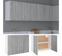 Cosisti Armoire Suspendue de Cuisine Meuble Haut Rangement Mural Casiers - Sonoma Gris - 80 cm