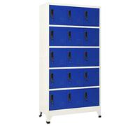 Cosisti Casier vestiaire Metallique 15 casiers Armoire Vestiaire Métallique Casier Métal Armoire à casier Armoire Metallique Acier-Gris et Bleu-avec 15 casiers