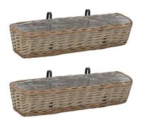 Cosisti Jardinières Balcon 2 pcs Jardinière Suspendue en rotin Pot de Fleurs Aspect rotin Jardinieres Exterieur Bac Jardiniere Bac à Fleurs Extérieur Osier avec Doublure de PE-80 x 20 x 15 cm