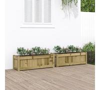 Cosisti Jardinières Lot de 2 Jardinière Bois jardinieres Exterieur Bac a Fleur Bois Lit Surélevé de Jardin Potager pour Cultiver Fleurs Herbes Plantes-Naturel impregné-90x31x31 cm-2 pcs