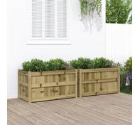 Cosisti Jardinières Lot de 2 Jardinière Bois jardinieres Exterieur Bac a Fleur Bois Lit Surélevé de Jardin Potager pour Cultiver Fleurs Herbes Plantes-Naturel impregné-90x50x50 cm-2 pcs